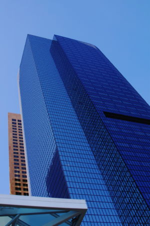 Skyscraper Building Blue Reflection tall sky windows big